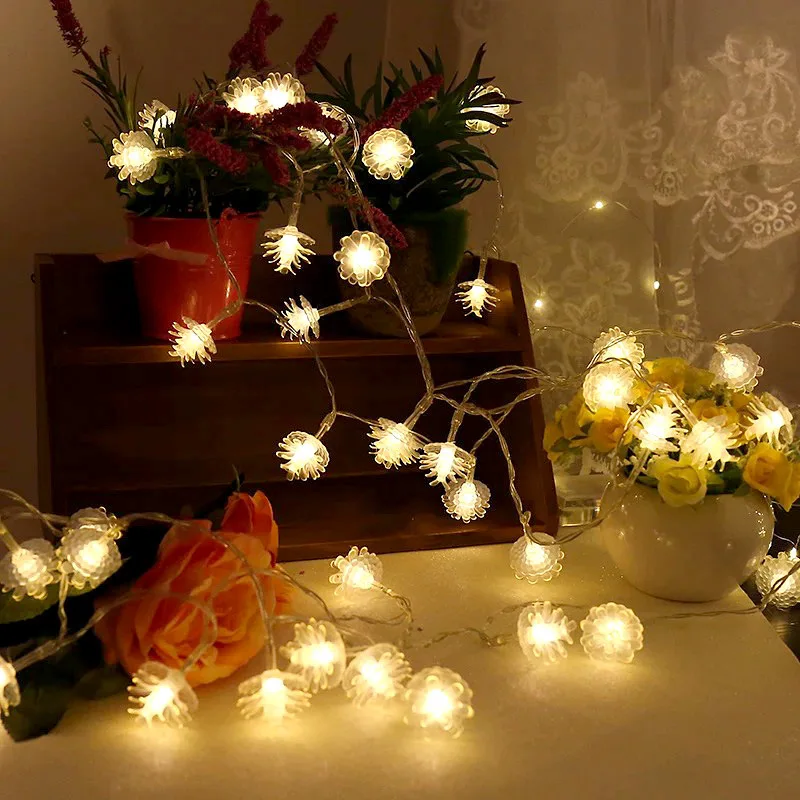 LED Pine cone Fairy light String 3AA Battery Operated 1M 2M 3M 5M 10M waterproof Christmas Holiday wedding Decoration garland