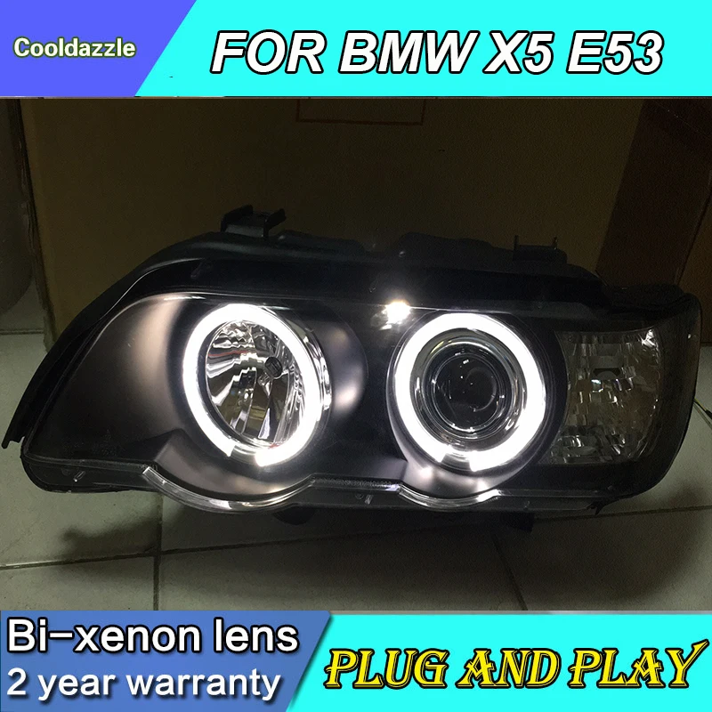 Для BMW X5 E53 светодиодные фары ангельские глазки 1999 2000 2001 2002 2003 год с HID комплект E53 передние лампы