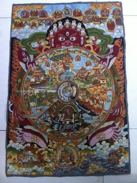 

Chinese Antique collection the Thangka embroidery buddha diagram