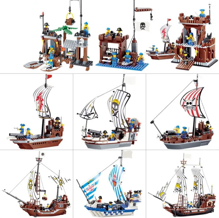 

MCR Pirate ship sea rover Flying Dutchman Black pearl battleship Building blocks little figure for children Mini legoing gift