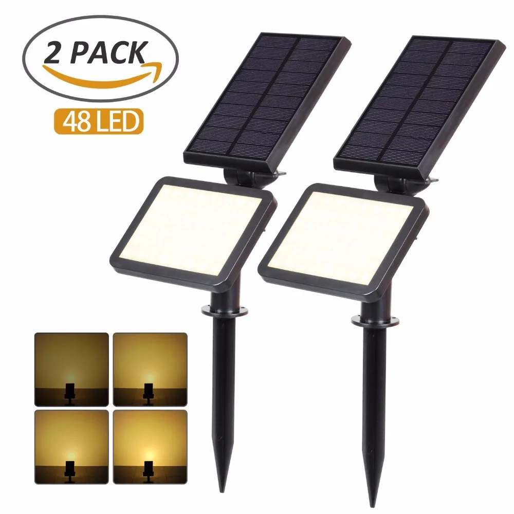 

T-SUNRISE 2 PACK Solar Spotlights Outdoor Solar Lights 50 LED Outdoor Lighting Waterproof IP44 Wall Light For Garden Decoration
