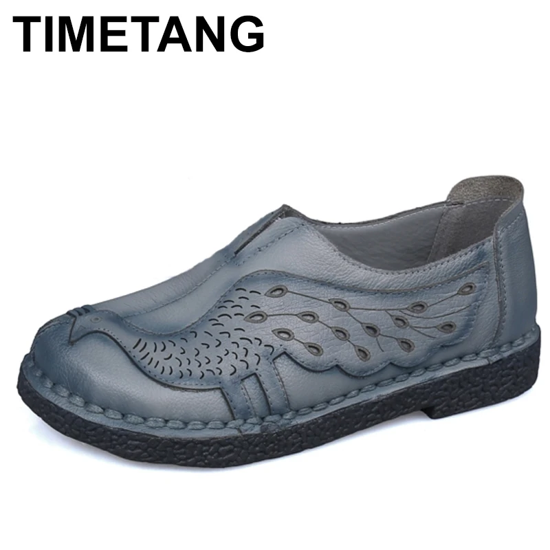 Женские лоферы TIMETANG туфли на плоской подошве из натуральной кожи ручной работы