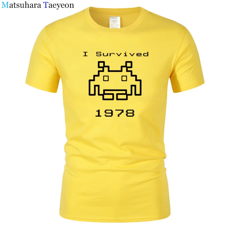 Я Выжил 1978 Для мужчин Футболки игровой футболки видео игры космическими захватчиками инопланетянин мастер nerd поп-культуры atari Роман t137 - Цвет: 18