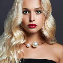 KMVEXO крупное золотое ожерелье с большим искусственным жемчугом для женщин модное готическое массивное ювелирное изделие в стиле панк чокеры