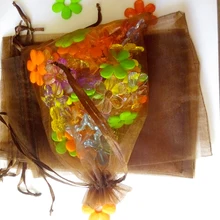 1000 шт 13*18 см коричневая подарочная Сумка из органзы стенд для ювелирных украшений сумка на шнурке для браслетов/ожерелье/сумка из пряжи