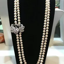 Разработанный Европейский Американский стиль натуральный 8-9 мм большой белый жемчуг в стиле барокко swam clisp ожерелье Модные ювелирные изделия