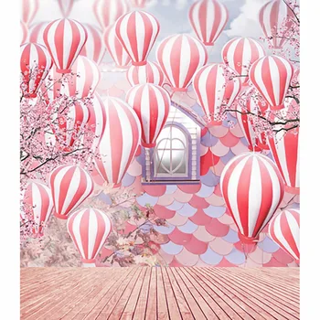 

TR air balloons pink wedding photography background wood floor flower tree house window wall baby children photo studio backdrop