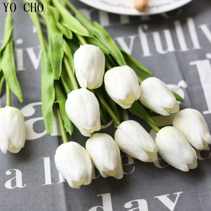 Йо Чо 11 шт./лот тюльпаны Искусственные цветы PU Флорес Para Decoracion Hogar Свадебные