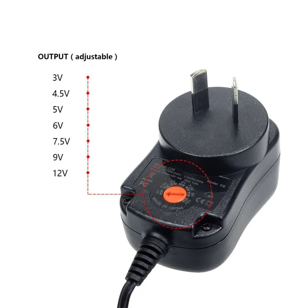 

1PCS 12W Universal AC AU Plug in Power Adapter 3v 4.5v 5v 6v 7.5v 9v 12v 1A charger with 6 pieces connection tip power supply