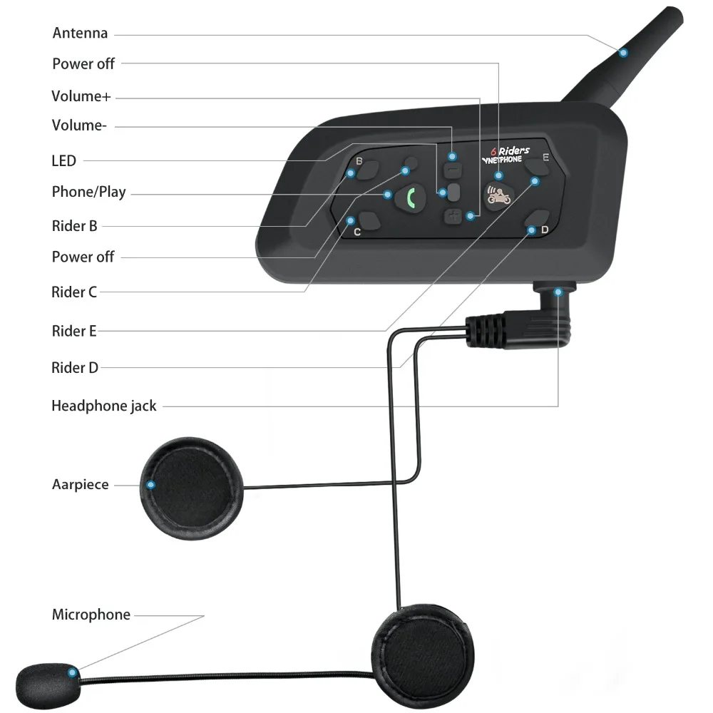 1200 м 6 всадников BT Мульти домофон Bluetooth домофон мотоцикл беспроводные гарнитуры аксессуары для наушников шлем гарнитура