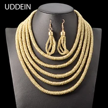 Uddein многослойная Цепочки и ожерелья Винтаж Макси магнитные застежки нигерийской свадьбы себе колье Цепочки и ожерелья Африканский Бусины и бисер Ювелирные наборы