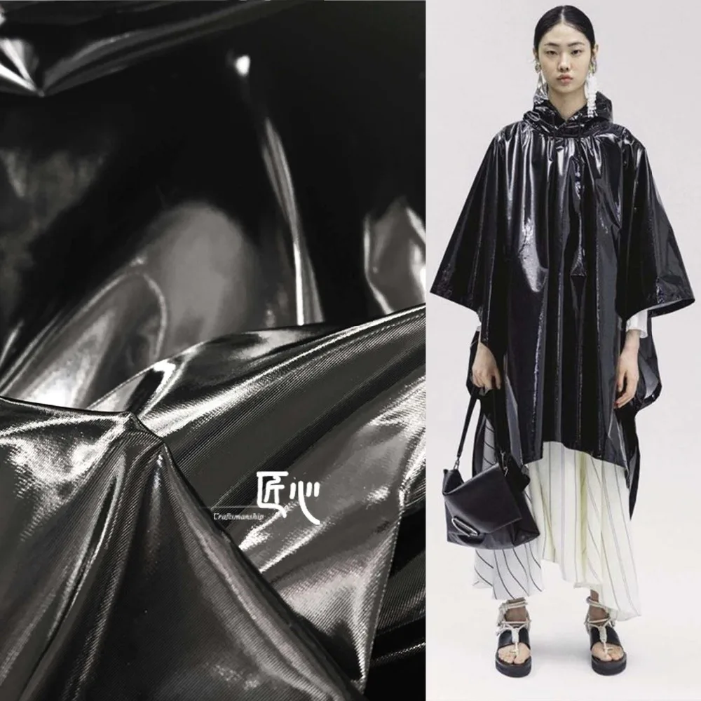

45cm*145cm/piece Black windbreaker jacket fabric satin quite wide designer fabrics shine silky smooth