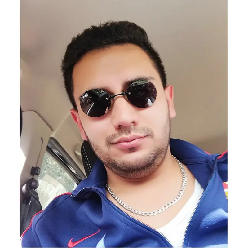 

Fashion Round Punk Style Round Rimsless Sunglasses Men Brand Design Clamp Nose Sun Glasses With box NX