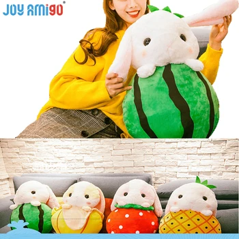 

Jumbo Sleepy Bunny On The Fruit With Big Head AMUSE Cuddly Fluffy Rabbit Plush Toy Lying Cushion Pillow Gift