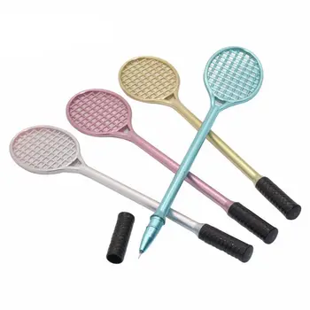 

HOT-12 Pcs Gel Pen Writing Point 0.38mm Creative Stationery Cute Tennis Racket Modeling Badminton Racket Pencil Stylus Pen