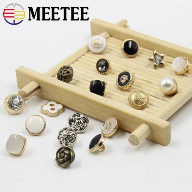 Meetee 20pcs 13mm Pearl Metal Shank Bottom Buttons DIY Shirt Sweater Coat Craft Sewing Accessories Decorative Buckle BD326