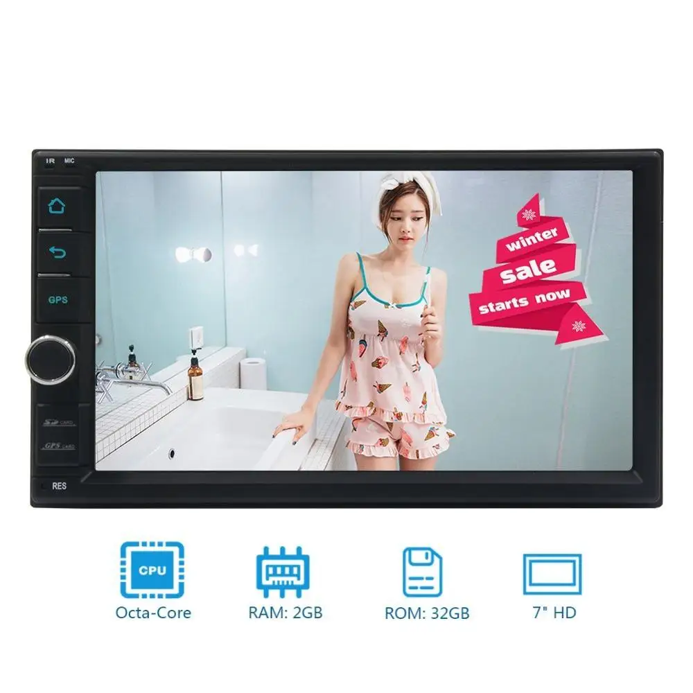 Android 7.1 2 Din Car Stereo NO DVD GPS Navigation HeadUnit Bluetooth Capacitive Touch Screen GPS AM/FM Radio Support/WiFi/1080P