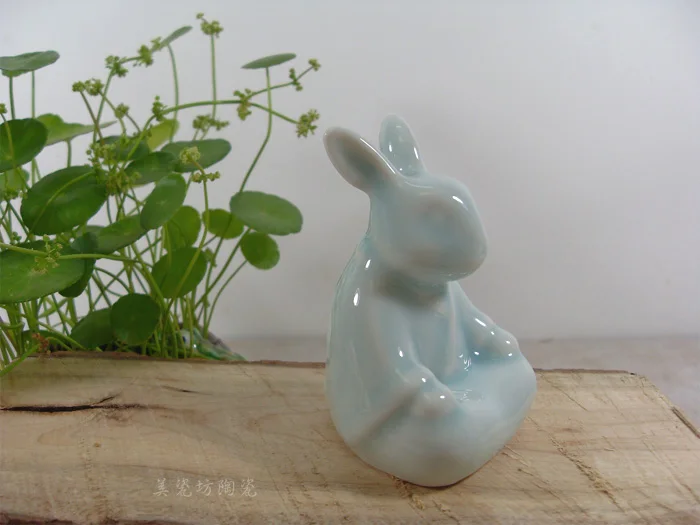 ceramic Zen meditation rabbit home decor craft room decoration Bunnies