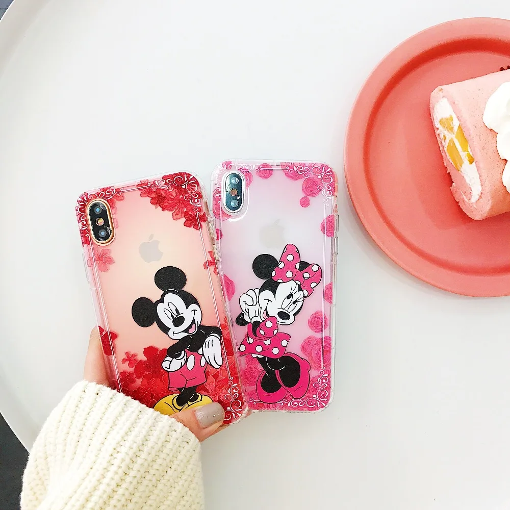 Ultra Thin TPU Case For iphone 7 7plus Cute Mickey Mouse Phone Cases Back Full Cover for 8 8plus Xs Max XR XS Shell Bag |