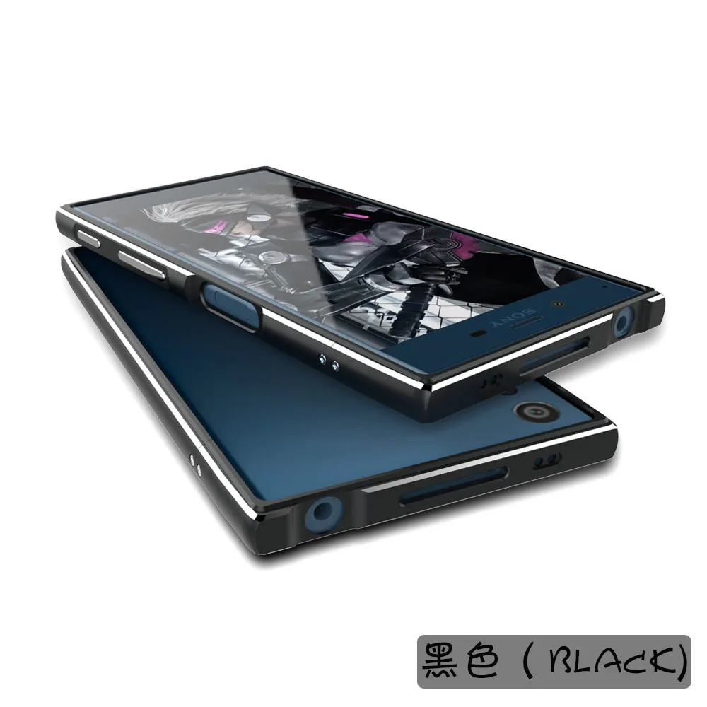 Чехол для sony XZ Premium, роскошный Ультратонкий алюминиевый бампер для sony Xperia XZ Premium G8142 E5563, чехол+ 2 пленки(спереди и сзади - Цвет: Черный