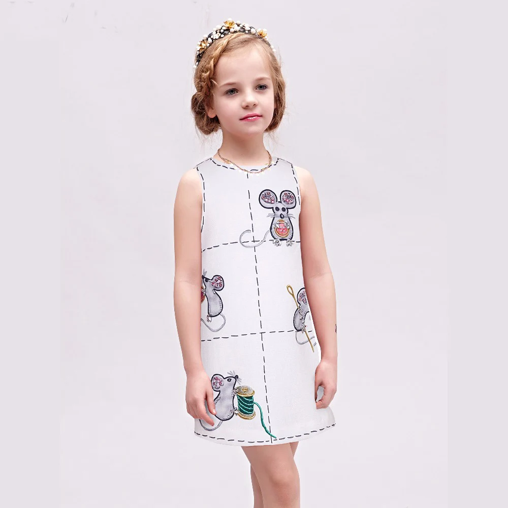 Princess Costume for Girls Dress 2017 Brand Cotton Kids Dresses Children Clothing Mouse Printed Robe Mariage