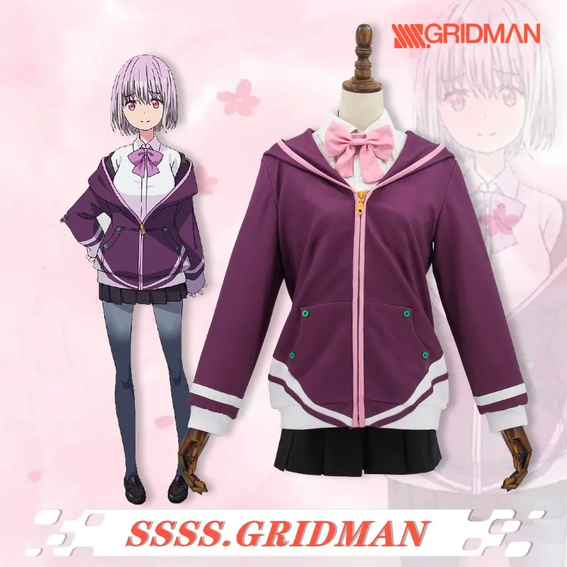 

SSSS.Gridman Akane Shinjou Cosplay Costume Purple Jacket Skirt Bowknot Shirt Full Set Role Playing Costume