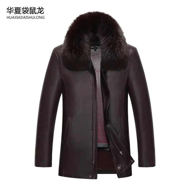 Новая мужская натуральная куртка, зимняя шуба из искусственного меха из овчины, Мужская брендовая куртка, Мужская однотонная куртка с отложным воротником из натуральной кожи