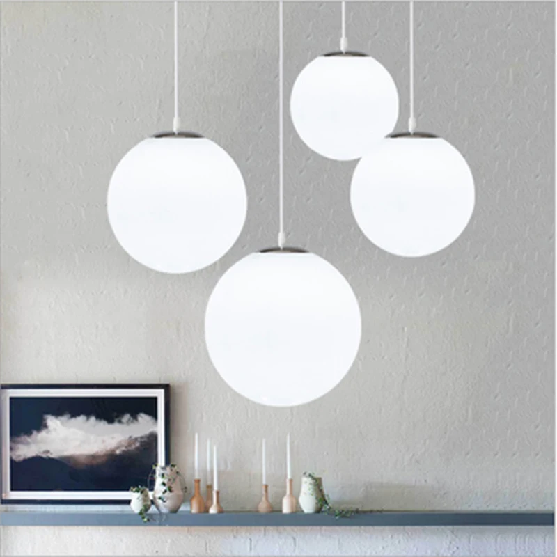 

Modern white glass globe pendant lights ball hanging bedroom restaurant led lamp suspension Industrial deco LED lighting fixture
