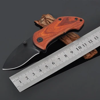 

12pcs/lot, Folding knife 5cr15mov blade + wooden handle outdoor camping hunting tactical knife survival EDC tool SDIYABEIZ