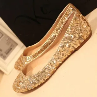 female bride wedding shoes gold sequin 