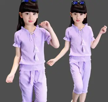 

Girls' suits, summer wear, short sleeves, T-Shirts, seven points, shorts, fashion, two sets, half sleeves