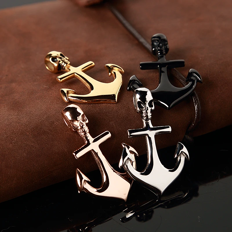 

New Arrival Fashion Jewelry 4 Color Anchor Pendants Men Stainless Steel Anchor Pendants For male female Necklace Jewelry