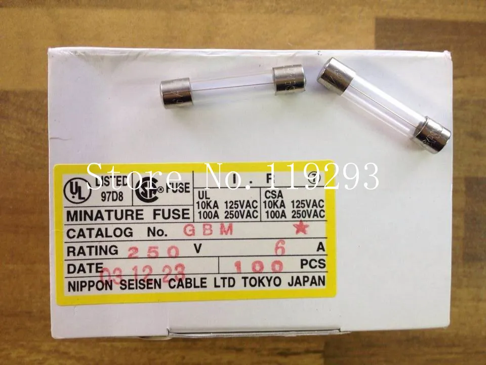 

[SA]Japan's imports of JET fuse GBM 6X30 6A 250V FUSE original miniature glass fuse--200pcs/lot