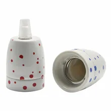 E27 в горошек Гнездо Керамика держатель лампы керамика и фарфор винт патрон лампы Винтаж самоблокирующиеся подвесной светильник Цоколи 2 шт