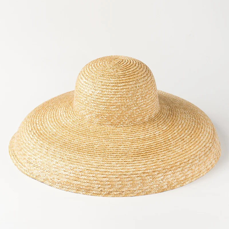 

2019 New European and American Retro Elegant Dome Pot Straw Straw Hat Ladies Sunscreen Sunshade Concave Shape Beach Straw Hat