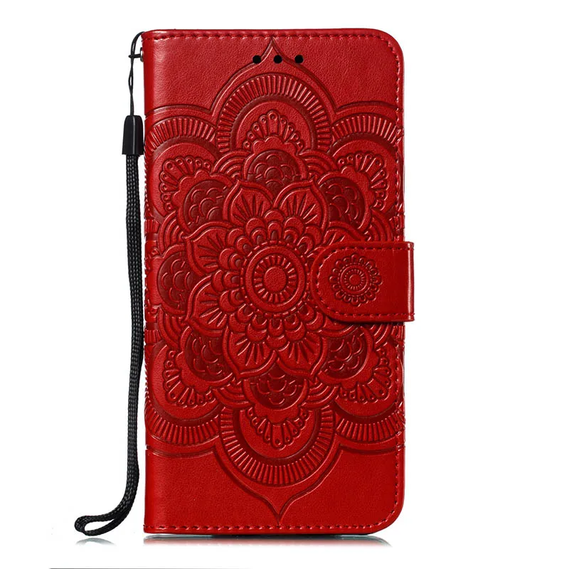 Red Роскошный 3D Мандала для xiaomi mi 9 Чехол 9 SE чехол для Red mi 6A 6 A2 Lite Note 7 Pro Флип кожаный бумажник чехол для телефона s mi 8 Lite - Цвет: Red