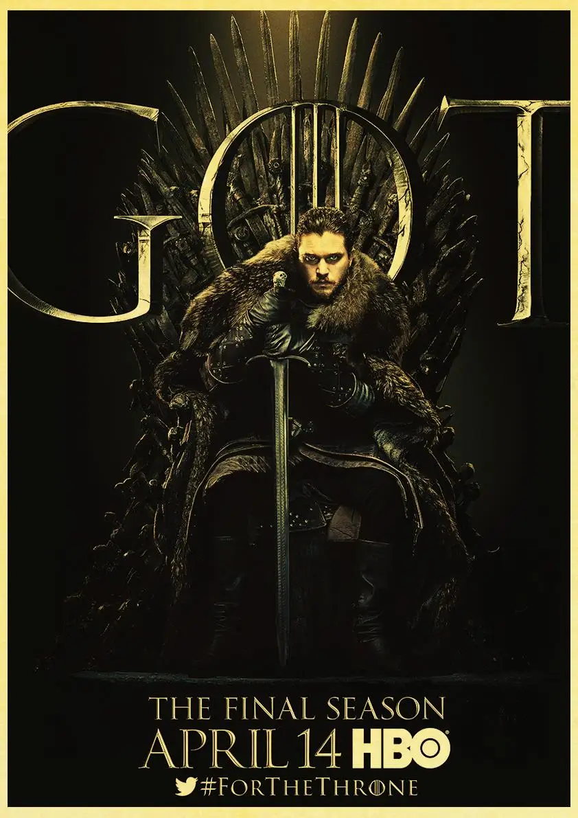 Игра престолов получил Сезон 8 Джон Сноу персонаж плакат наклейки на стену плакат печатает Высокое качество для бара и домашнего декора