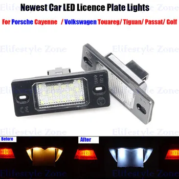 2 x LED Number License Plate Lamp OBC Error Free 18 LED For Porsche Cayenne Volkswagen VW Tiguan Golf Passat Touareg