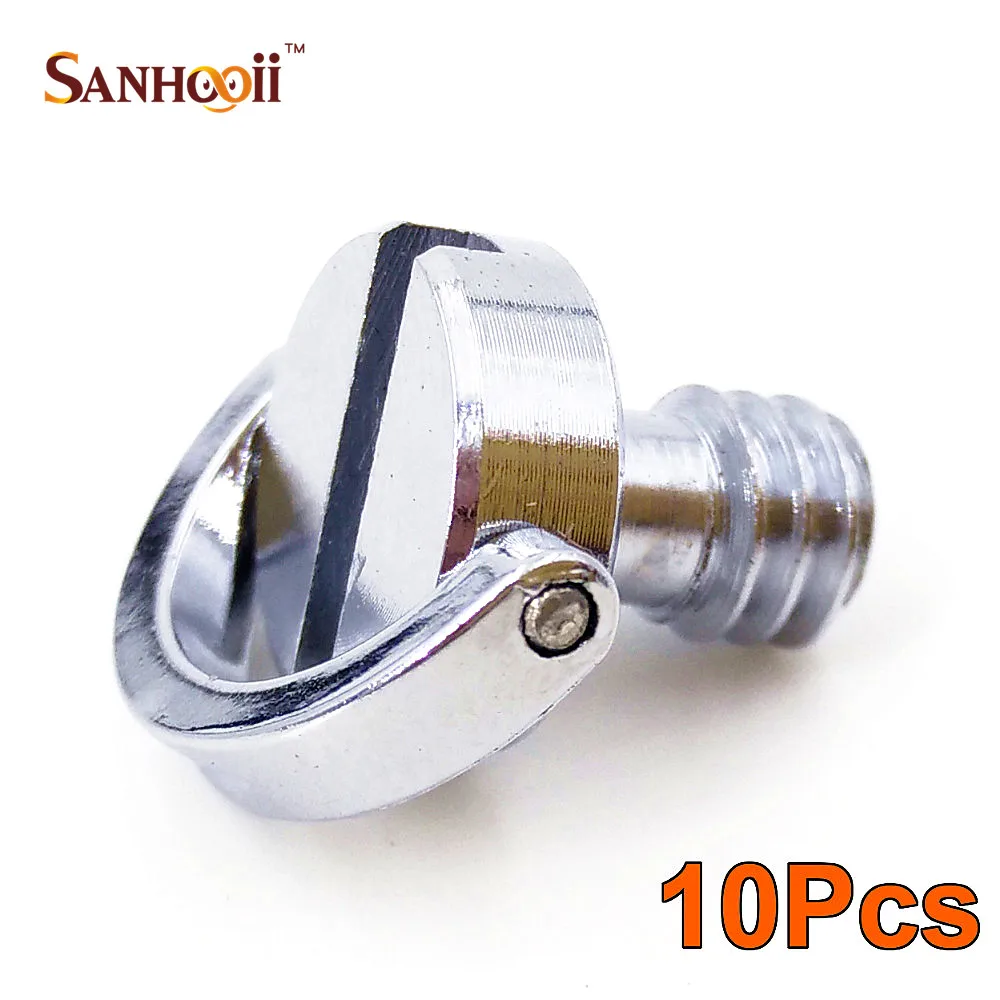 

10x /set Female Silver 1/4" D ring Slotted Screw Convert For Tripod Quick Release Lens Plate Camera accessories C-ring