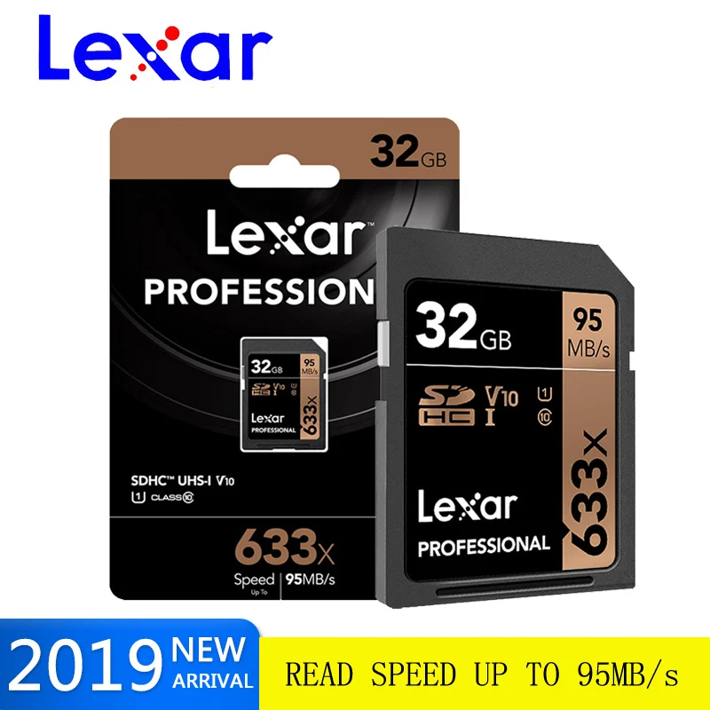 Высокая скорость Lexar 32 ГБ, 64 ГБ, класс 10 SD карта SDHC/SDXC карты памяти SD карты 128 ГБ 256 95 МБ/с. для цифровых однообъективных зеркальных камер и hd-камерой