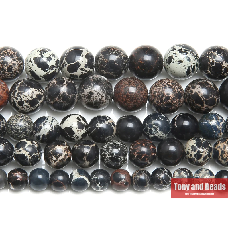 

Free Shipping 15" Natural Stone Black Sea Sediment TurquoiseImperial Jaspers Round Loose Beads 6 8 10MM Pick Size For Jewelry