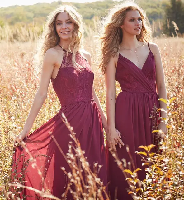 H007 2 Styles Burgundy Applique African Bridesmaid Dresses Long 2016 ...