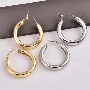 

IF YOU Fashion Gold Color Oversize Hoop Earrings For Women Bohemia Wide Big Round Statement Earring Vintage Jewelry Wholesale