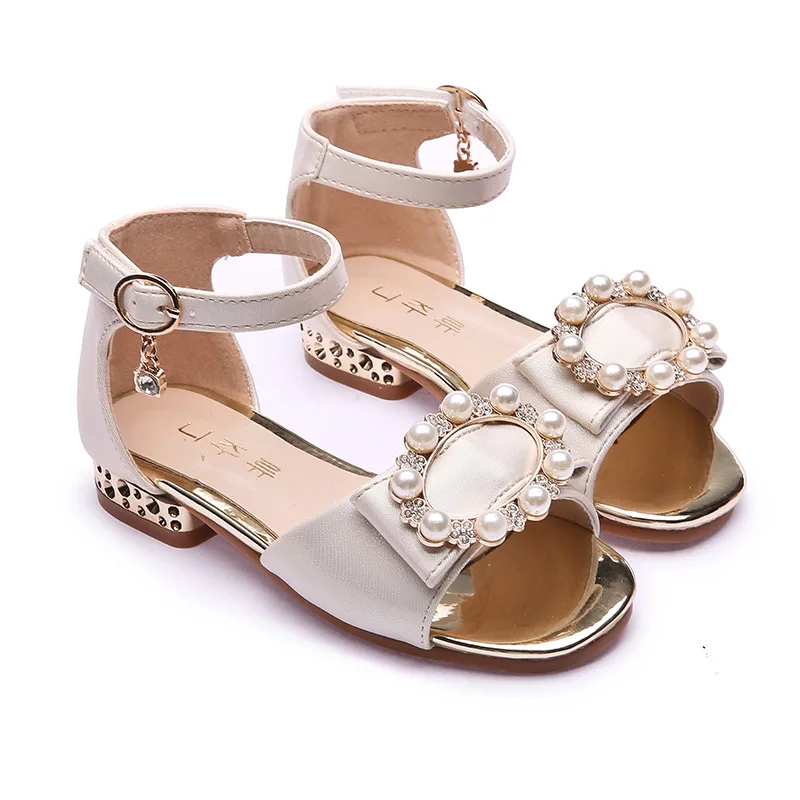 

ULKNN Girls sandals 2019 summer new version big children open toe shoes size 26-37 rhinestone casual fashion princess shoes