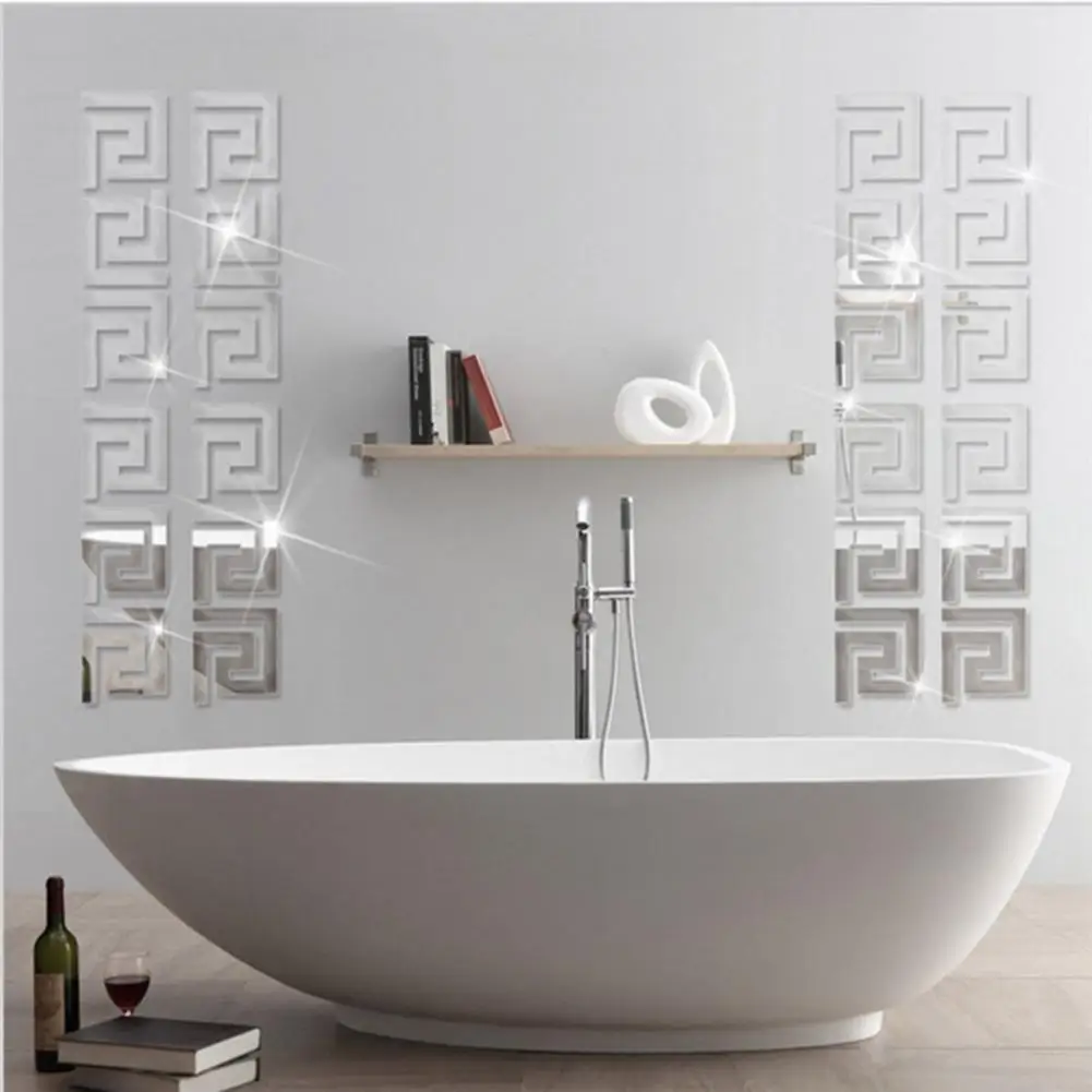 10pcs/set DIY Geometric Pattern Acrylic Mirror Effect Sticker Wall Sticker Mirror Surface Wall Stickers Home Decoration 10cm