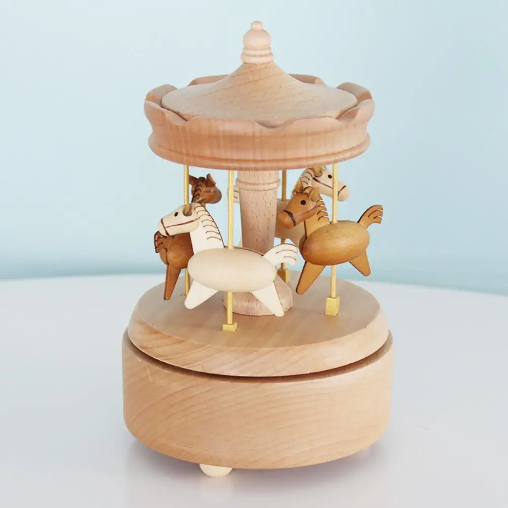Kawaii Zakka carrusel cajas musicales caja de música de madera artesanía de madera Retro cumpleaños regalo Vintage decoración del hogar Accesorios Kawaii Zakka carrusel cajas musicales caja de música de madera artesanía de madera Retro cumpleaños regalo Vintage decoración del hogar Accesorios