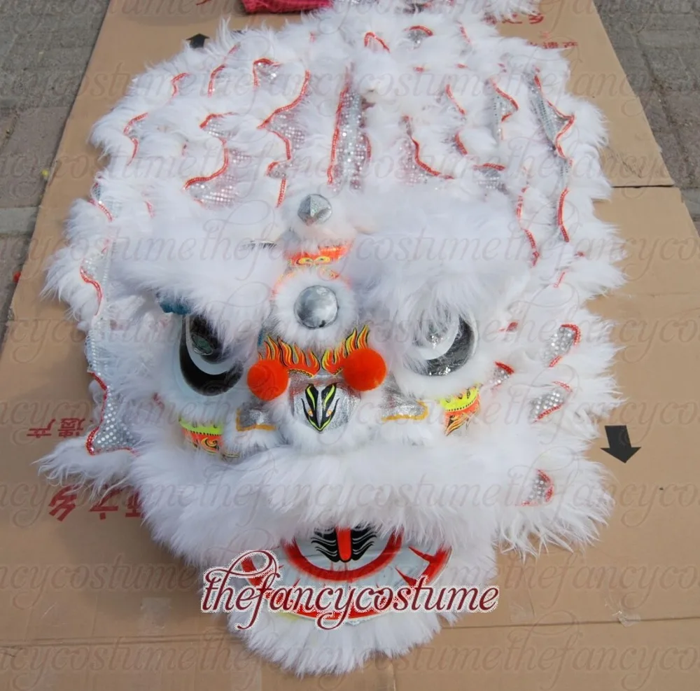 

New children white lion costume high qualityLion Dance Costume made of pure wool Southern Lion kid size