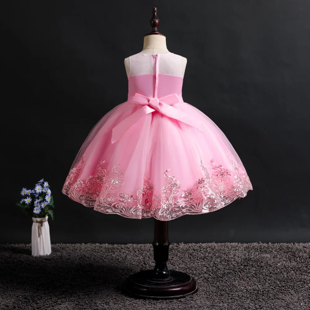 Cute Flower Baby Girl Dresses 2019 Tule Princess Dress Children Evening Clothing Sequins Kids Prom Gown For Girls Wedding Party (6)