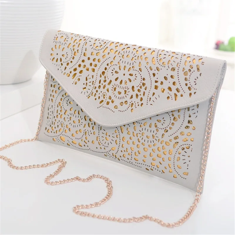 

5 Colors PU Leather Clutches Envelope Hollow Bags For Women
