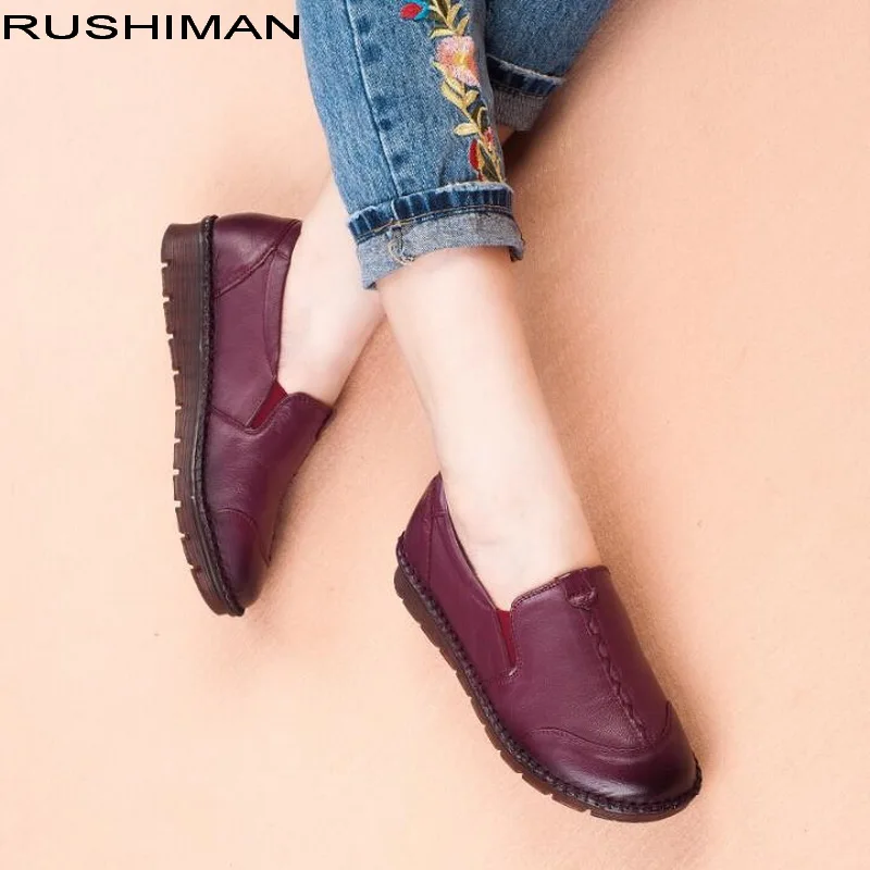 Autumn Women Genuine Leather Loafers ladies ballet Flats Shoes female Winter Casual shoes Comfortable Slip On Flats Autumn Women Genuine Leather Loafers ladies ballet Flats Shoes female Winter Casual shoes Comfortable Slip On Flats